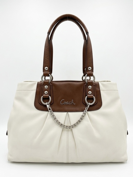 Coach Handbags - Coach Cream Ashley Leather Carryall/Satchel-Style F15513